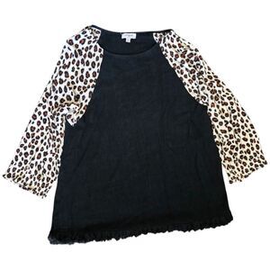Umgee Black and Brown Animal Print Blouse